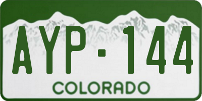 CO license plate AYP144