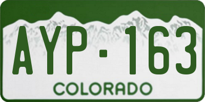 CO license plate AYP163