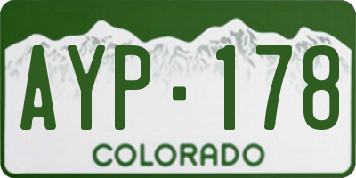 CO license plate AYP178
