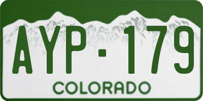 CO license plate AYP179