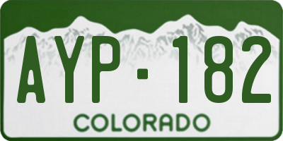 CO license plate AYP182