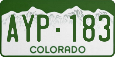 CO license plate AYP183