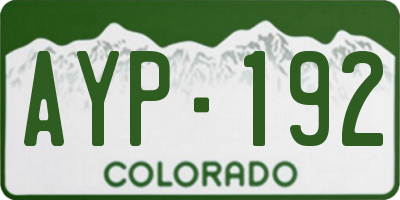 CO license plate AYP192