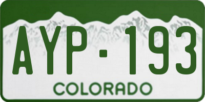 CO license plate AYP193