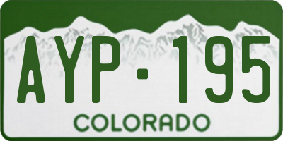 CO license plate AYP195