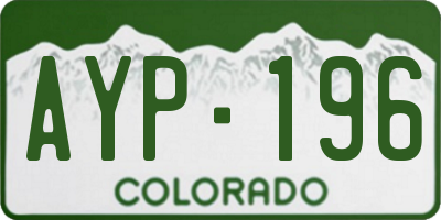 CO license plate AYP196