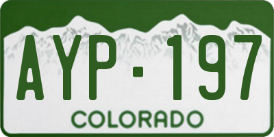 CO license plate AYP197
