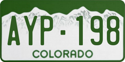 CO license plate AYP198