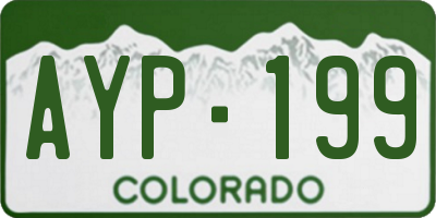 CO license plate AYP199