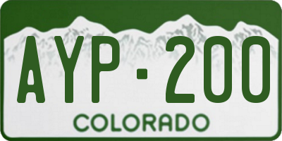 CO license plate AYP200