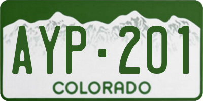 CO license plate AYP201