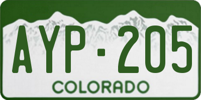 CO license plate AYP205