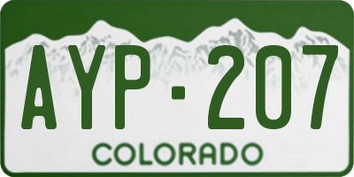 CO license plate AYP207