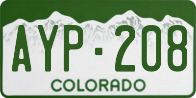 CO license plate AYP208