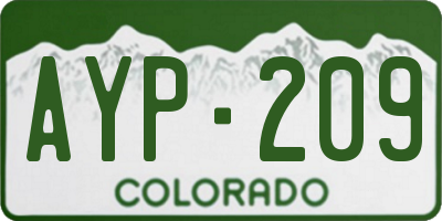 CO license plate AYP209