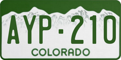 CO license plate AYP210