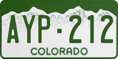 CO license plate AYP212