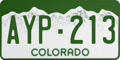 CO license plate AYP213