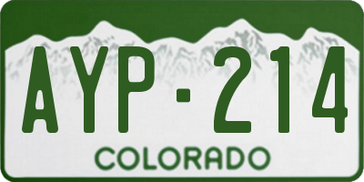 CO license plate AYP214