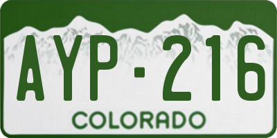 CO license plate AYP216