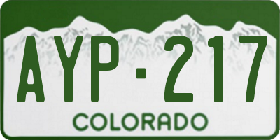CO license plate AYP217