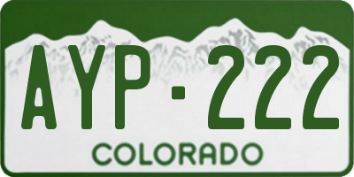 CO license plate AYP222