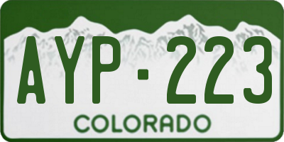 CO license plate AYP223