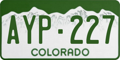 CO license plate AYP227