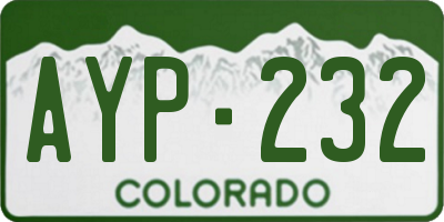 CO license plate AYP232