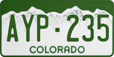 CO license plate AYP235