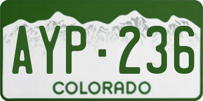 CO license plate AYP236