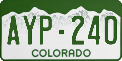 CO license plate AYP240