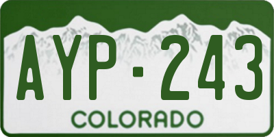 CO license plate AYP243