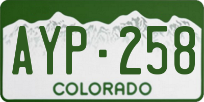 CO license plate AYP258