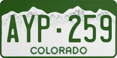 CO license plate AYP259