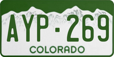 CO license plate AYP269