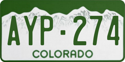 CO license plate AYP274