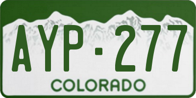 CO license plate AYP277