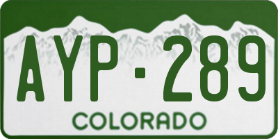 CO license plate AYP289