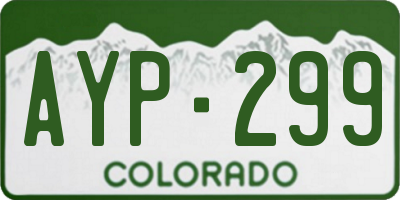 CO license plate AYP299