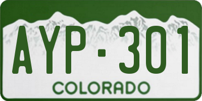 CO license plate AYP301