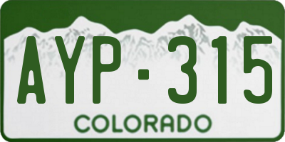 CO license plate AYP315