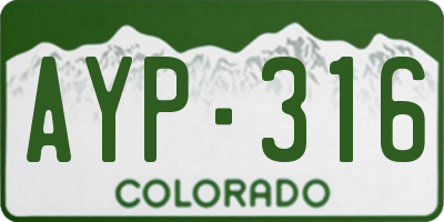 CO license plate AYP316