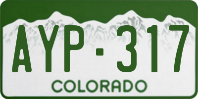 CO license plate AYP317