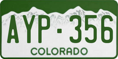 CO license plate AYP356