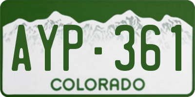 CO license plate AYP361