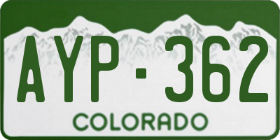 CO license plate AYP362