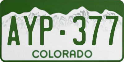 CO license plate AYP377