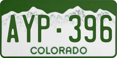 CO license plate AYP396