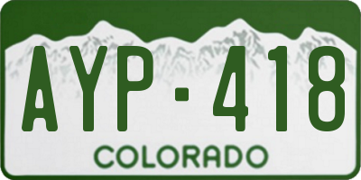 CO license plate AYP418